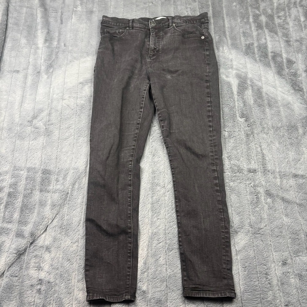 Loft The Skinny Jeans Charcoal Black Denim Size 30 10 Mid Rise Stretch Womens